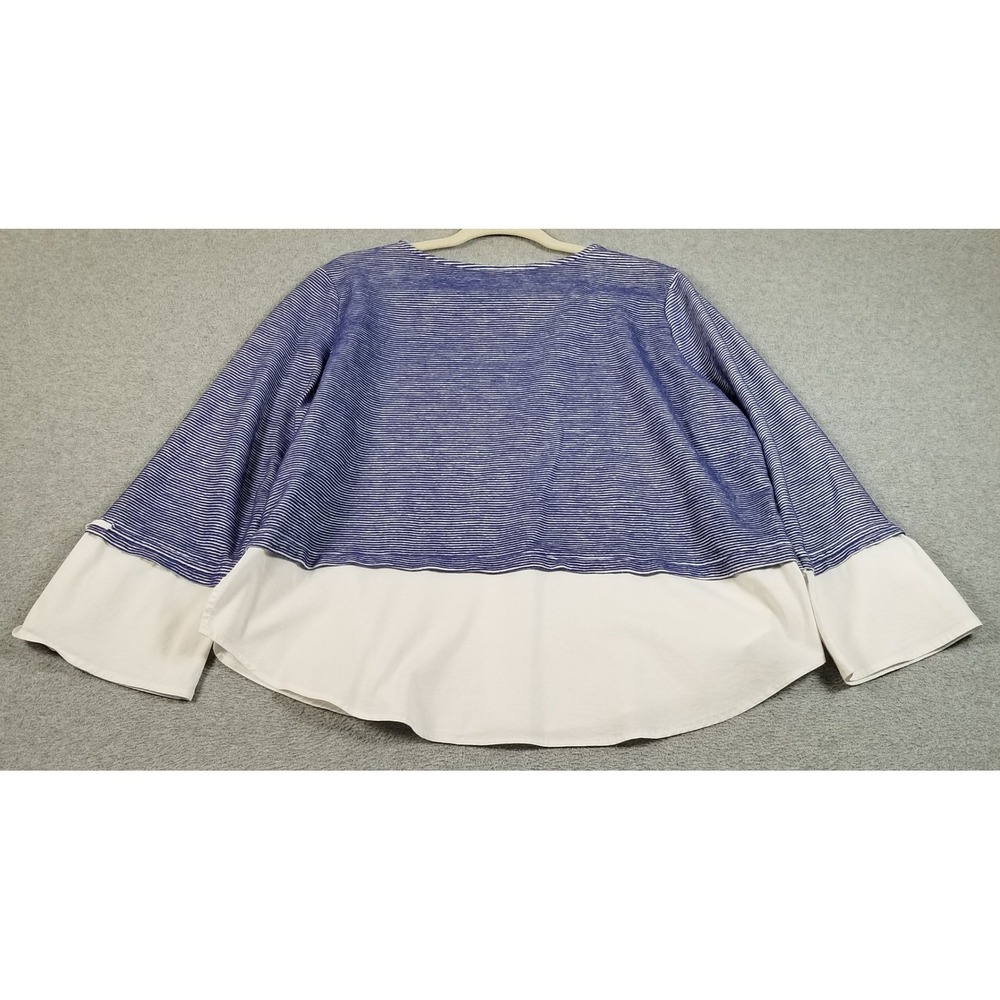 Alexander Jordan Top Womens 1X Plus Blue White Striped Layer Look Blouse Preppy - Picture 5 of 12